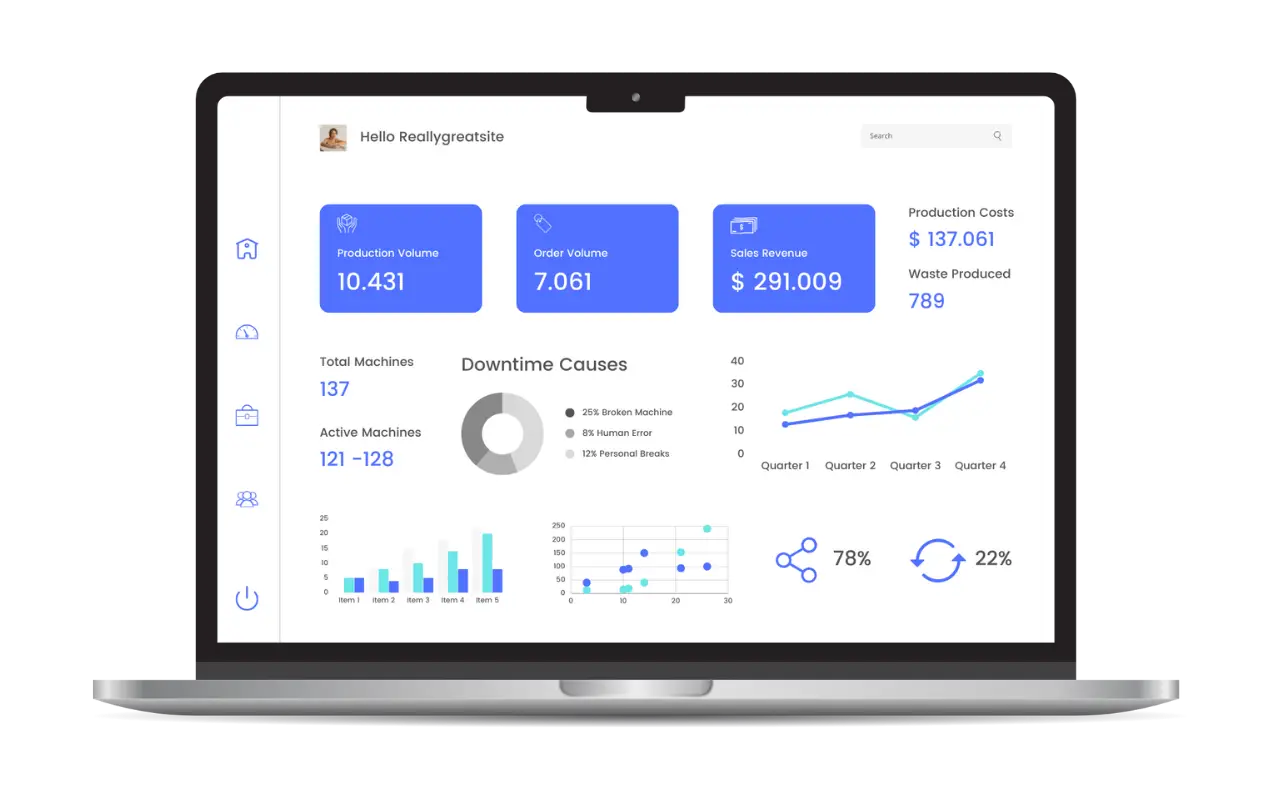 Web app development interface on a laptop